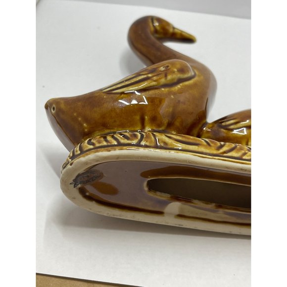 Brown Drip Glaze Goose And Goslings Figurine - Picture 6 of 7